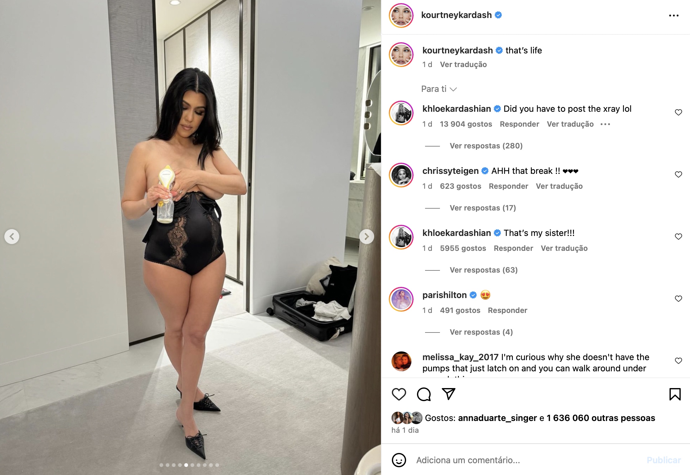 Kourtney Kardashian partilha registos da maternidade